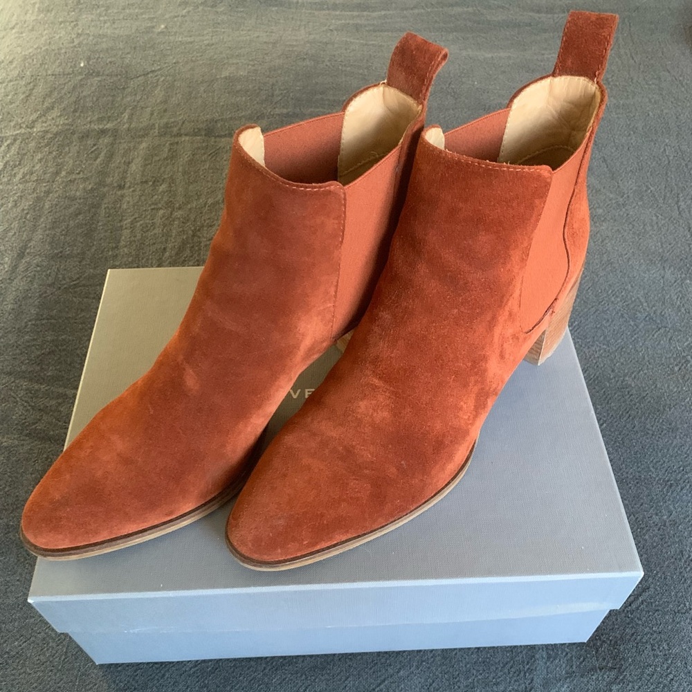Everlane Suede Block Heel Boot - Rust - Size 11 - image 1